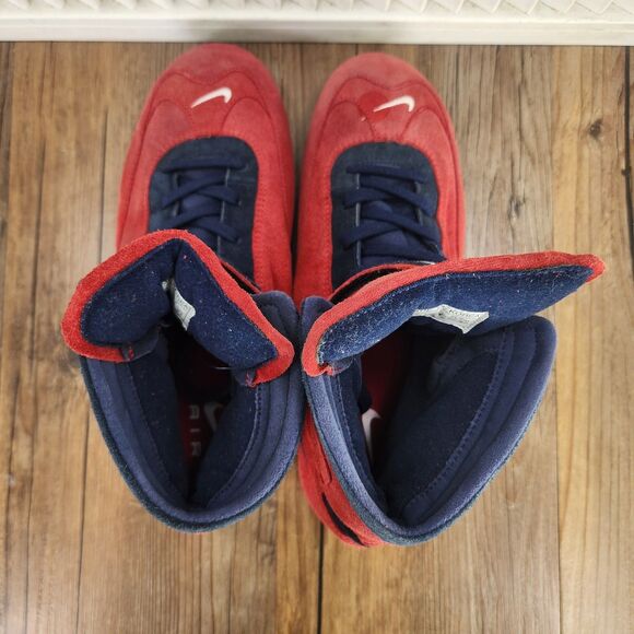 VTG Nike Air Drive Pro S Racing Compound Mens Sz 9 Red Suede Pit Crew Shoes Cars - Picture 6 of 9